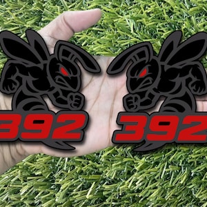 Red Eyes and 392 Hornet Badges Emblem BEE (2) Matte on Black BADGES Fender Angry Aggressive