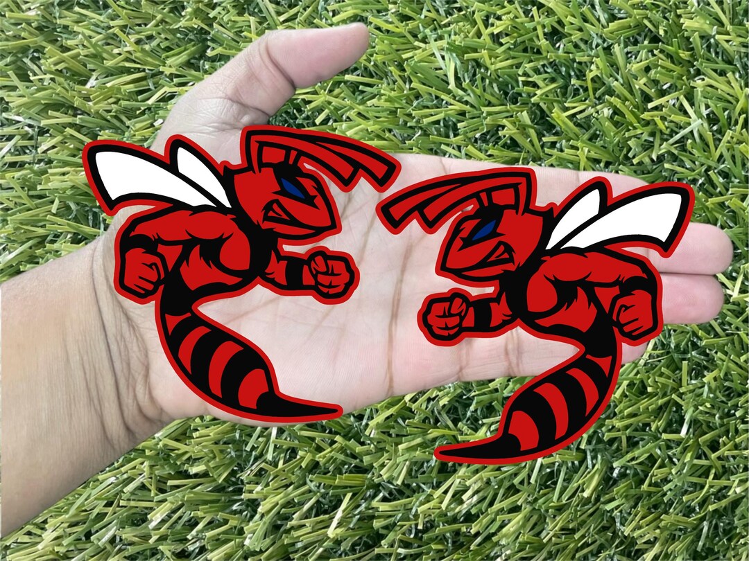 Custom Hornet Bee Emblem – Glossy Black With Red Eye & Red Stripes – Aggressive Racing Style (2-Pack)