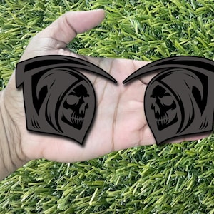 Reaper Emblem Badge Set of 2 Matte Black on Black Custom New.