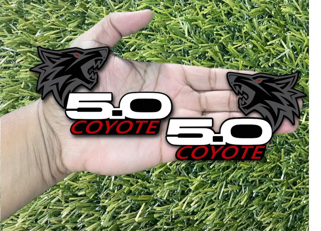 Coyote Emblem Badges Color Changing Eye Red Carbon Fiber Set Of (2) Custom New