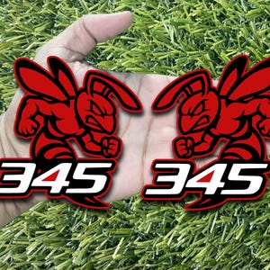White 345 Hornet Badges Emblem BEE (2) Black on Red BADGES Fender Angry Aggressive