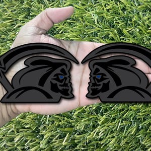 Blue Eye Reaper Emblem Badge Set Matte Black on Black Custom New Set of 2