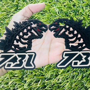 Godzilla 7.3 Red Eye Matte Black White numbers Emblems Badges