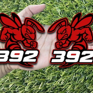 White 392 Hornet Badges Emblem BEE (2) Black on Red BADGES Fender Angry Aggressive
