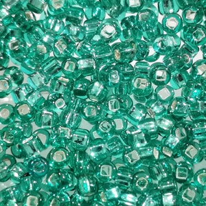 BlueGreen 20 Grams 20g Seed Beads 11/0 Silver Lined Crystal Blue Green Square Hole Round Seed Beads Blue Green Cyan Color Craft supplies 2mm