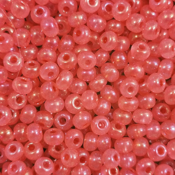 Milky beads #18 | 10 Grams Milky Translucent Seed Beads for DIY Jewelry Craft Making | 3mm (8/0) Milky Red Coral Seedbead