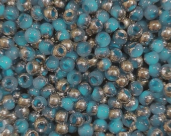 4mm Half Gold #5 | 20 Grams Half Gold Color Filled Seed Beads for DIY Jewelry Craft Making | 4mm (6/0) Beads in Bag Blue Green Seedbeads