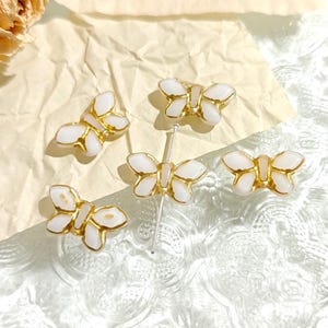 12x20mm White Gold Czech Glass Beads Butterfly Beads Animal Beads 5pcs