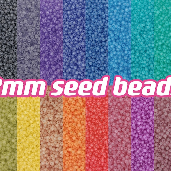 20 Grams Translucent Milky Seed Beads for DIY Jewelry Making | 2mm Milky Seed Beads 20 Colors Beads in tube or bag | 20g seed beads (12/0)