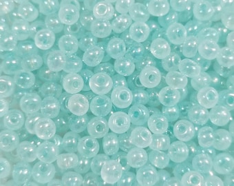 Milky beads #10 | 10 Grams Milky Translucent Seed Beads for DIY Jewelry Craft Making | 3mm (8/0) Beads in Bag Milky Blue Green Seedbeads