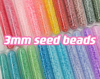 Perles laiteuses | 20 grammes de rocailles laiteuses translucides de 18 couleurs pour la fabrication artisanale de bijoux DIY | Perles de 3 mm (8/0) dans un tube OU un sac