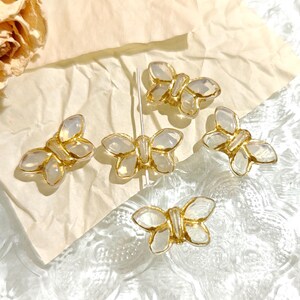12x20mm Transparent Clear Opal Gold Czech Glass Beads Butterfly Beads Animal Beads 5pcs