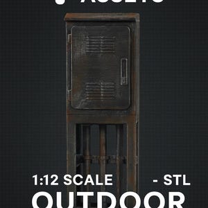 1:12 Scale Outdoor Utility Box – Weathered Electrical Cabinet Diorama Prop (Physical Print)