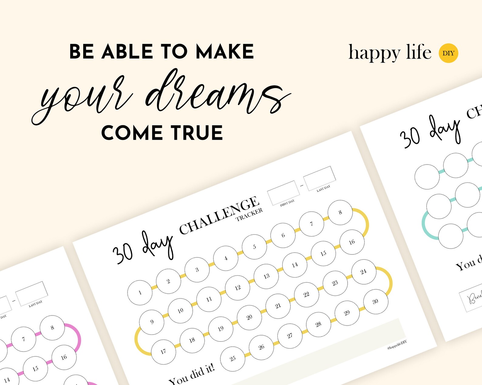 30 Day Tracker Printable Template 30 Day Prettytracker Month - Etsy Canada