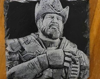 Gears of War - Dizzy Wallin lasergraverad skifferunderlägg
