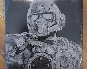 Gears Of War- Anthony Carmine Laser Engraved Slate Coaster
