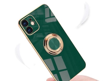 cell Phone case Plating Silicone Case for iPhone 12 case cover with Ring Holder Stand Soft Cover