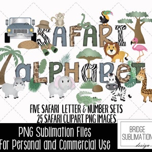 Safari Zoo Doodle Alphabet Bundle, Safari Zoo PNG Letters, Numbers & Accessories, Safari Clip Art Sublimation Design, Hand Drawn Letters PNG image 3