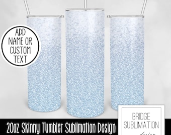 Blue Ombre Glitter 20oz Skinny Tumbler Sublimación Plantilla de diseño, Vaso de brillo azul, Descarga digital PNG Descarga instantánea, Comercial