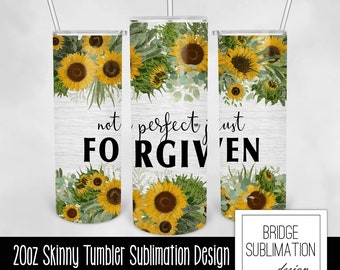 Christian 20oz Skinny Tumbler Sublimation Design Template, Forgiven Design Wrap, Digital Download PNG Instant Download, Commercial