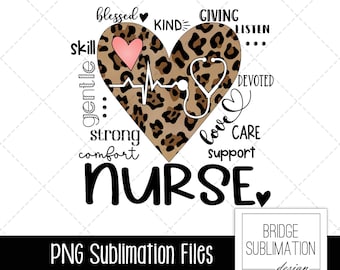 Nurse Leopard Sublimatie PNG, Nurse Leopard Cheetah, Nurse Shirt Design, Nurse Typografie PNG, Nurse PNG, Digitale download, Commercieel gebruik