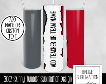 Red Gray Teacher or Team 30oz Skinny Tumbler Sublimation Design Template, Red Gray School Digital PNG Instant Download Commercial Use