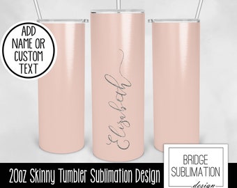 Blush Rose Solid Color Tumbler PNG, 20oz Skinny Tumbler Sublimation Design Template, Add Name or Text, Blush Tumbler Wrap, Commercial Use