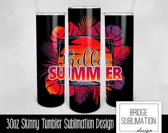 Sommer Becher PNG, 30 Unze Skinny Becher Sublimation Design Vorlage, tropischer Becher Wrap, Strand Becher PNG, Download, kommerzielle Nutzung