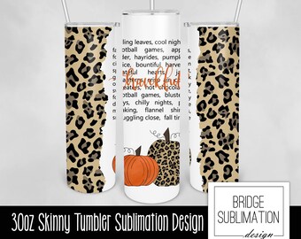 Herbst Becher PNG, 30 Unze Skinny Becher Sublimation Design Vorlage, Herbst Becher Wrap, Leopard Becher, Bauernhaus, Download, kommerzielle Nutzung