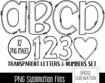 Doodle Letters PNG, Transparent Doodle Alphabet, Hand Drawn Letters, Transparent & Center Fill Letter Bundle, Download, Commercial Use