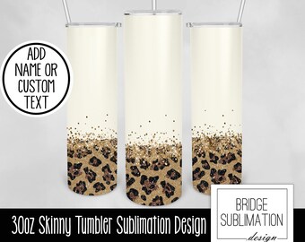 Leopard Tumbler PNG, 30oz Skinny Tumbler Sublimation Design Template, Animal Print, Guépard, Leopard Tumbler Gold Glitter, Utilisation commerciale