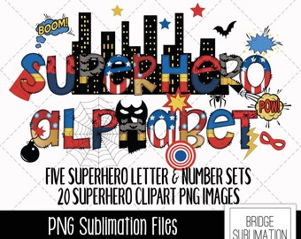 superhero alphabet etsy