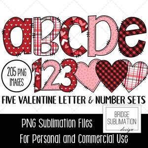 Paquete de letras doodle de San Valentín, letras y números de San Valentín, diseño de sublimación de San Valentín, descarga de PNG del alfabeto dibujado a mano, uso comercial