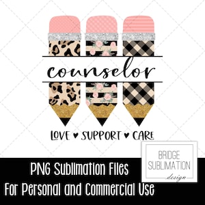 Counselor Sublimatie PNG, School Counselor PNG, Counselor Shirt Design, Leopard Counselor, Potloden, Terug naar school, Download commercieel gebruik
