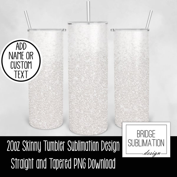 Silver Glitter 20oz Skinny Tumbler, Glitter Sublimation Template, Wedding & Bridal Tumbler, Digital PNG Instant Download Commercial