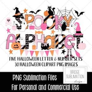 Halloween Doodle Alphabet Bundle, Halloween PNG Letters, Numbers ...