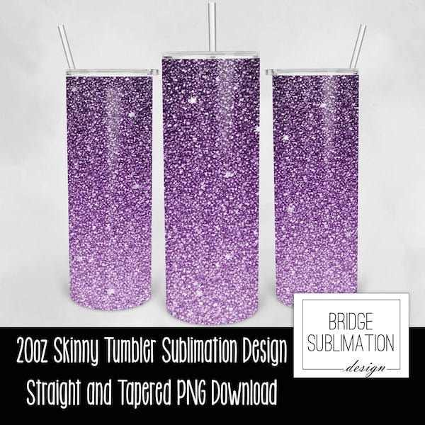 Purple Ombre Glitter 20oz Skinny Tumbler Sublimation Design, Purple Glitter Tumbler PNG, Digital Download PNG Instant Download, Commercial