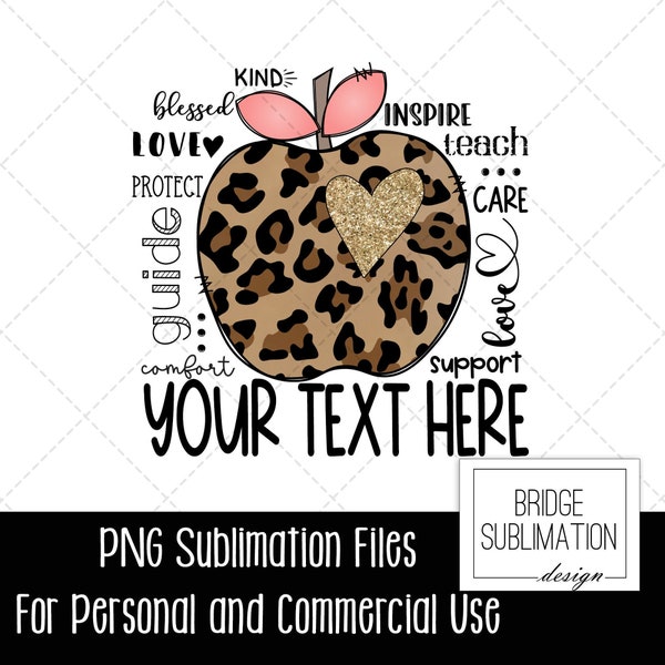 Teacher Sublimation PNG, Teacher Leopard PNG, Teacher Shirt Design, Teacher Typography PNG, Add Your Own Text, Download, Commercial Use