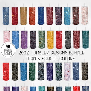 Team & School Color 20oz Skinny Tumbler Sublimation Design Template Wrap Bundle, 40 Straight Paint Splotch Digital PNG Instant Download