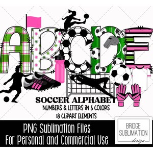Soccer Doodle Alphabet Bundle, Soccer PNG Letters, Numbers & Accessories, Girl&#39;s Soccer Font, Girl Sports Alphabet, Download, Commercial Use