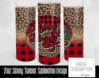 Weihnachten Merry Bright Glitzer Becher, 20 Unzen Skinny Becher Sublimation Design Vorlage, Buffalo Plaid Animal Print Becher Wrap, kommerziell