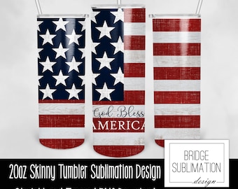Flagge Becher PNG, 20 Unzen Skinny Becher Sublimation Design Vorlage, God Bless America, Distressed Flag amerikanische Flagge, USA kommerzielle Nutzung