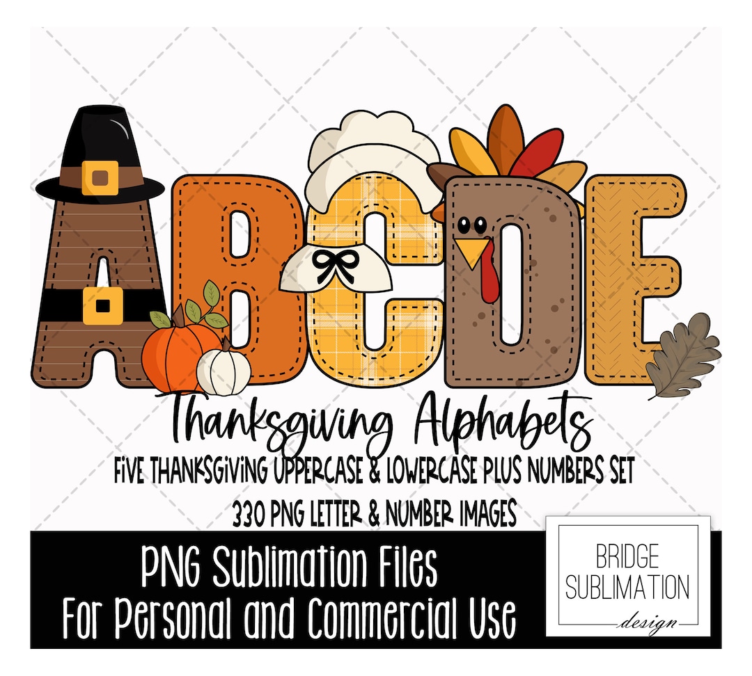 Thanksgiving Alphabet PNG, Thanksgiving PNG Letters, Numbers