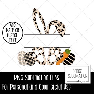 Easter PNG, Easter Sublimation Design, Easter Bunny PNG, Easter Bunny Sublimation, Add Name, Easter Leopard Print, Download, Commercial Use image 2