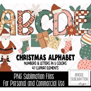 Boho Christmas Alphabet PNG, Christmas PNG Letters, Numbers & Accessories, Christmas Doodle, Boho Christmas Font, Boho Christmas Clipart PNG