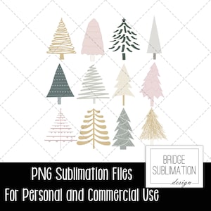 Boho Christmas Trees Girly Christmas PNG, Christmas Tree Sublimation Design,  Doodle Tree PNG Sublimation Design,Download, Commercial Use