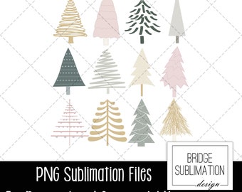 Boho Christmas Trees Girly Christmas PNG, Christmas Tree Sublimation Design,  Doodle Tree PNG Sublimation Design,Download, Commercial Use
