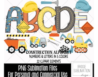 Construction Doodle Alphabet Bundle, Construction PNG Letters, Numbers & Accessories,  Construction Font, Boy Alphabet, Commercial Use