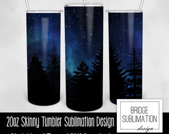 Galaxy Sky Tree Tumbler, 20oz Skinny Tumbler Sublimation Design Template, Galaxy Star Tree Tumbler Wrap, Instant Download, Commercial Use