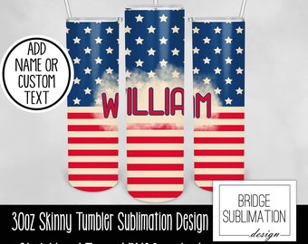 4 Juli Flagge 30 Unzen Skinny Becher Sublimation Design Vorlage, Stern Streifen benutzerdefinierten Namen, digitaler Download PNG Sofort Download, kommerziell
